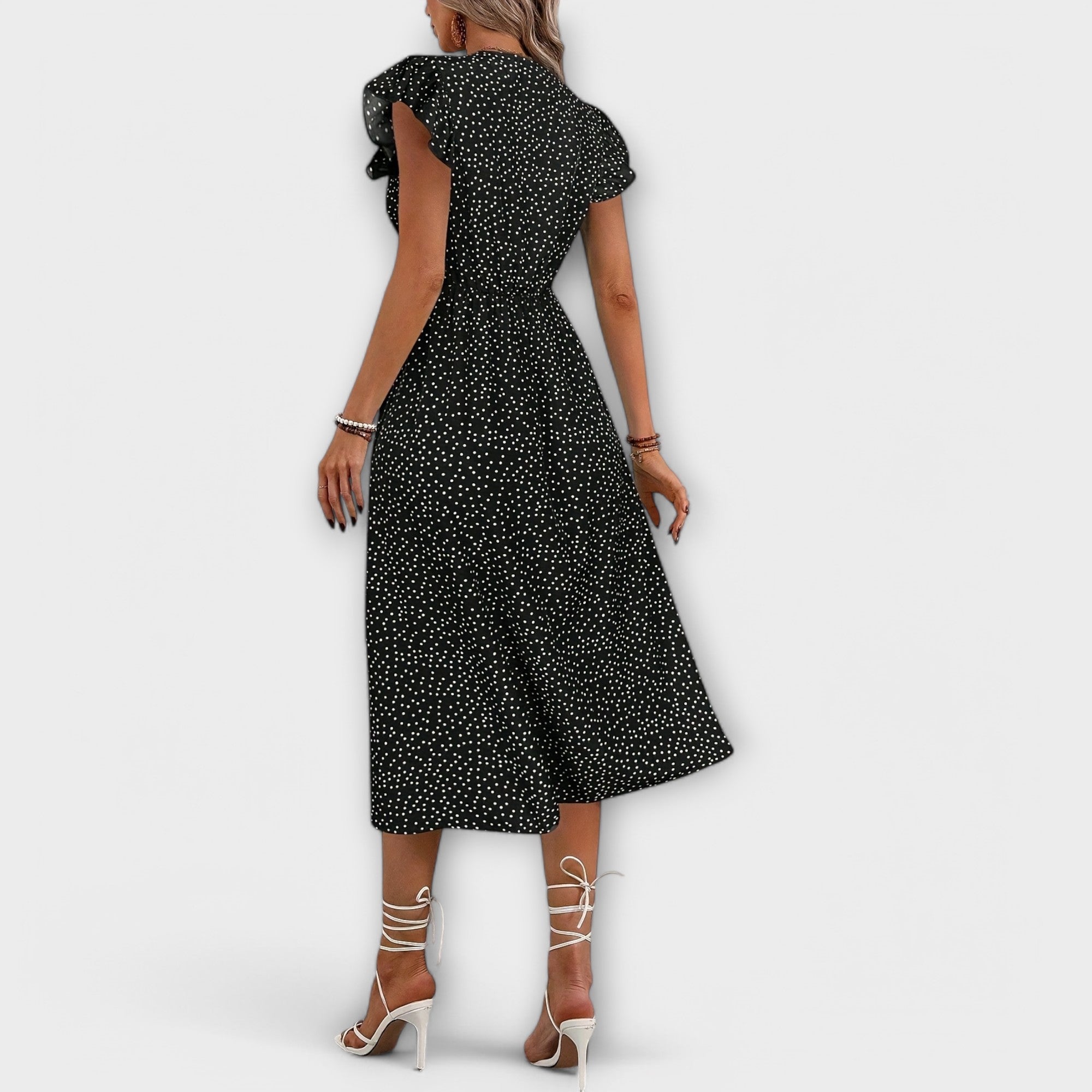 Stijlvolle Polka-Dot Midi-Jurk