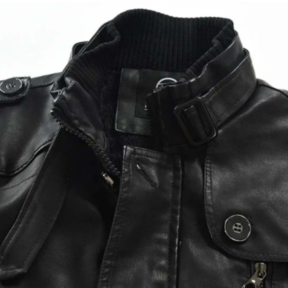 Elegante Lange Leren Bikerjack