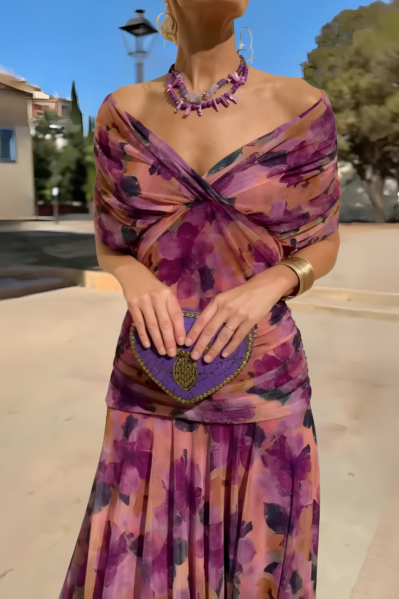 Yalena | Elegante bloemen maxi jurk