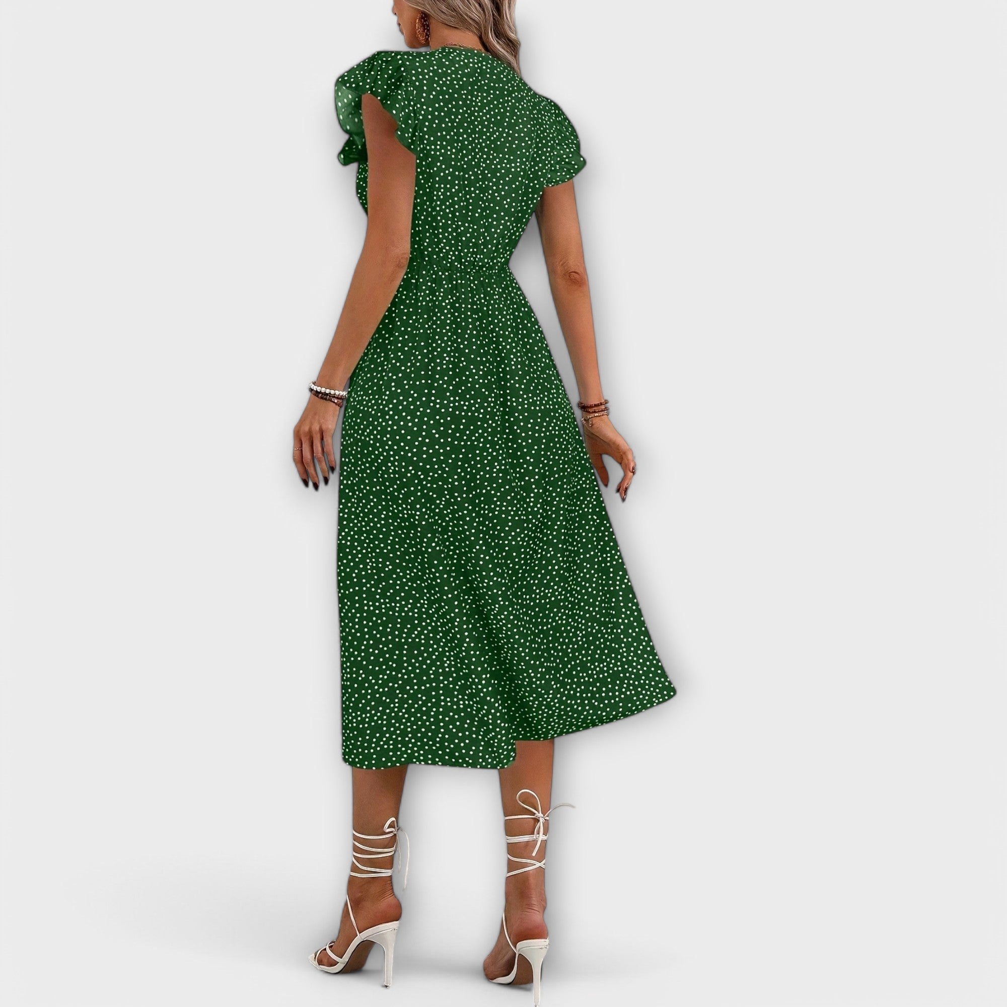 Stijlvolle Polka-Dot Midi-Jurk