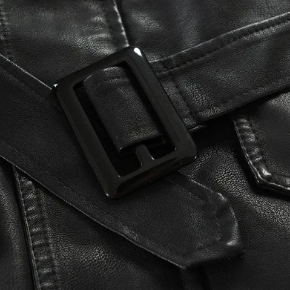 Elegante Lange Leren Bikerjack