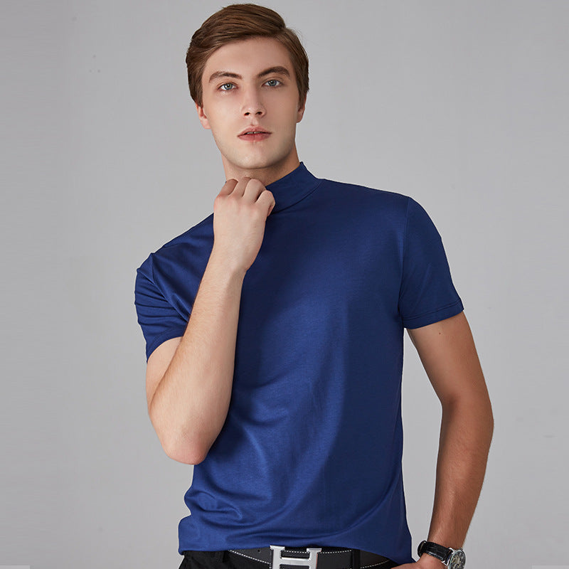 👕Heren slim-fit T-shirt met hoge hals