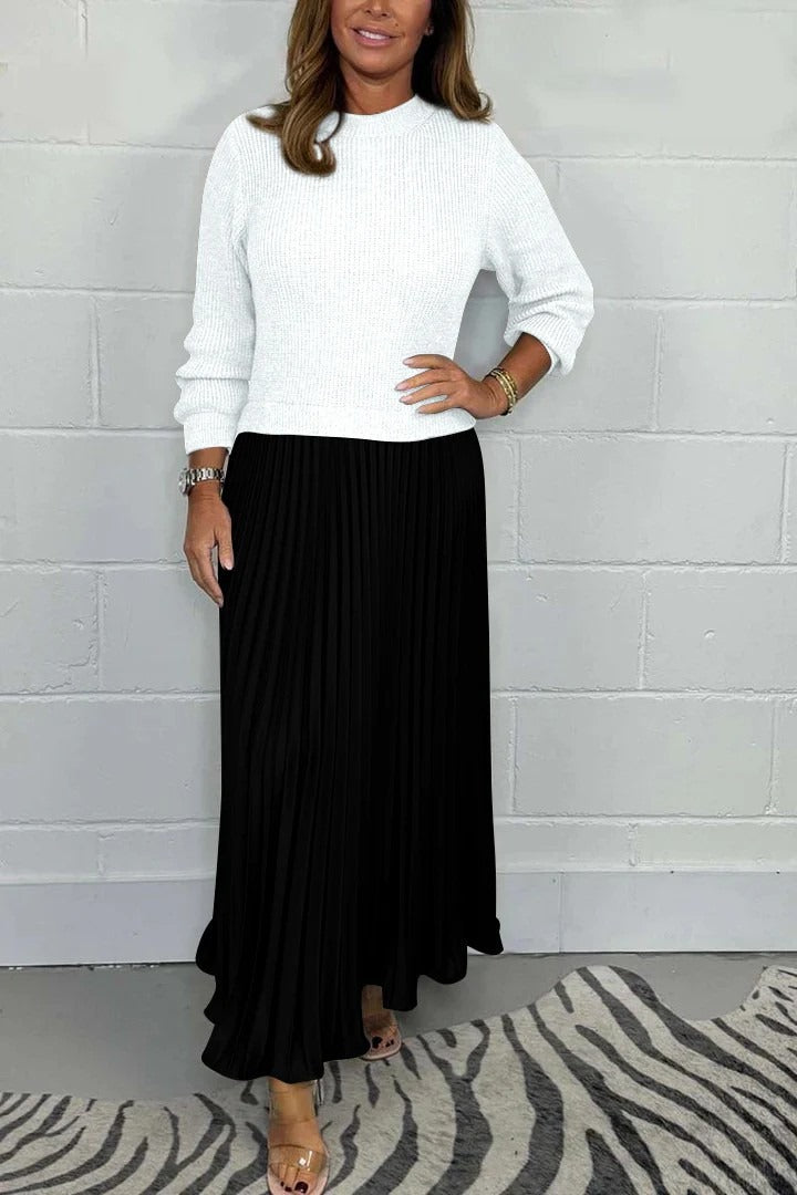 Claudia | Maxi-jurk met trui en plooirok