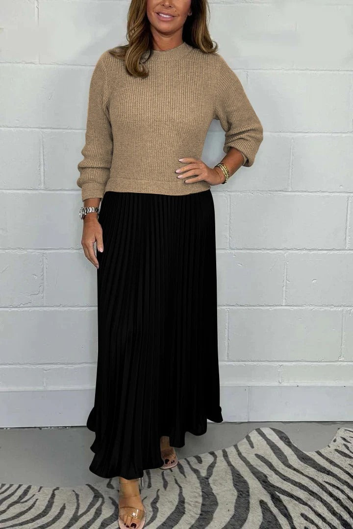 Claudia | Maxi-jurk met trui en plooirok