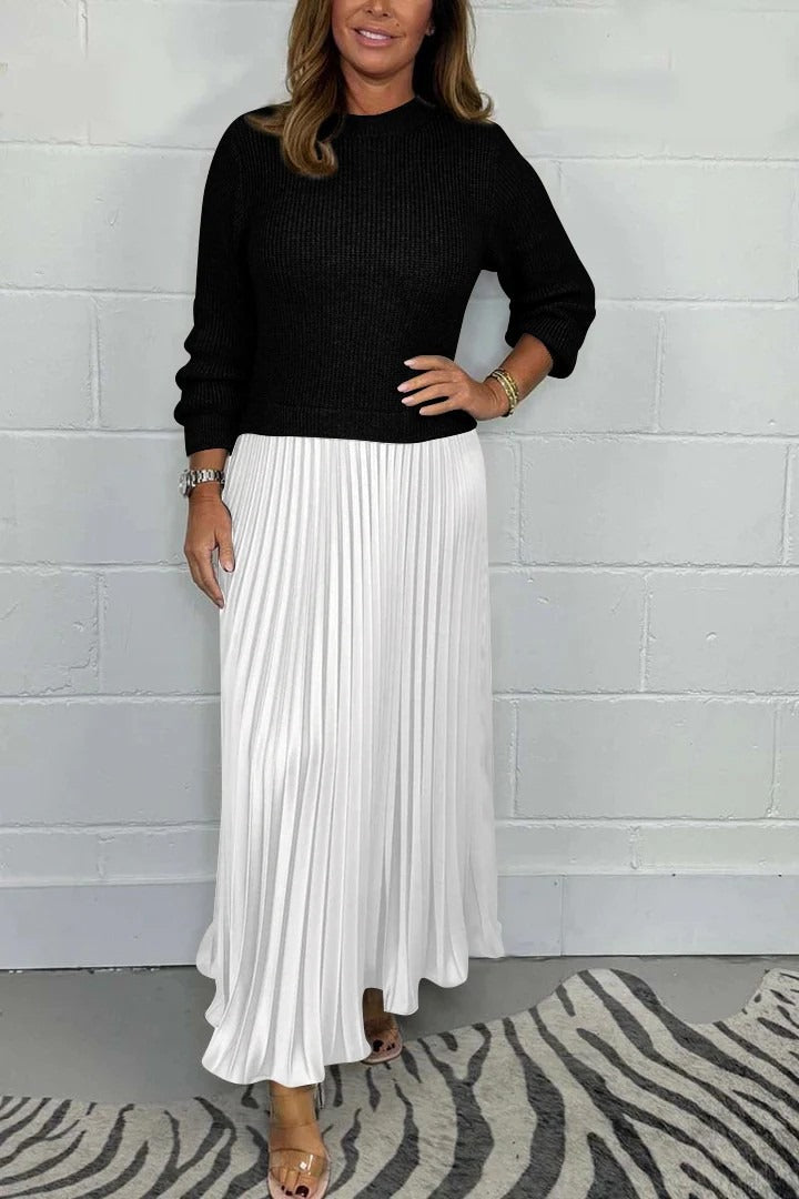 Claudia | Maxi-jurk met trui en plooirok