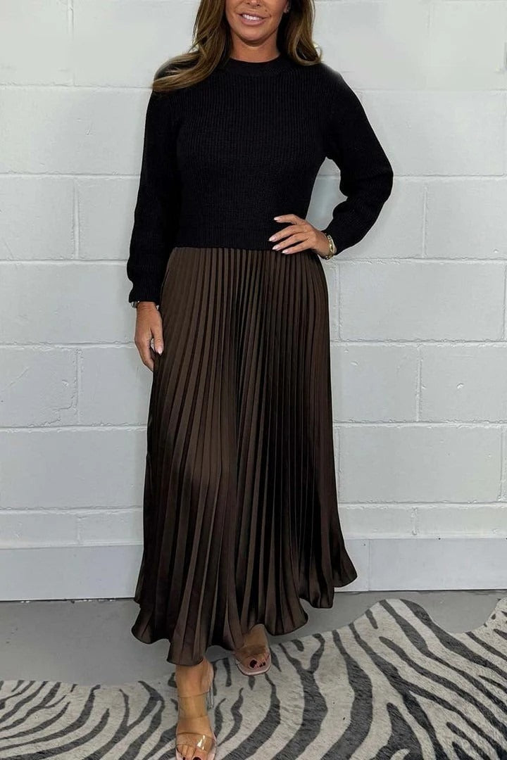 Claudia | Maxi-jurk met trui en plooirok