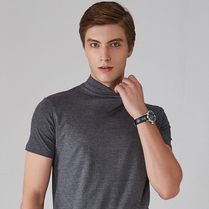 👕Heren slim-fit T-shirt met hoge hals