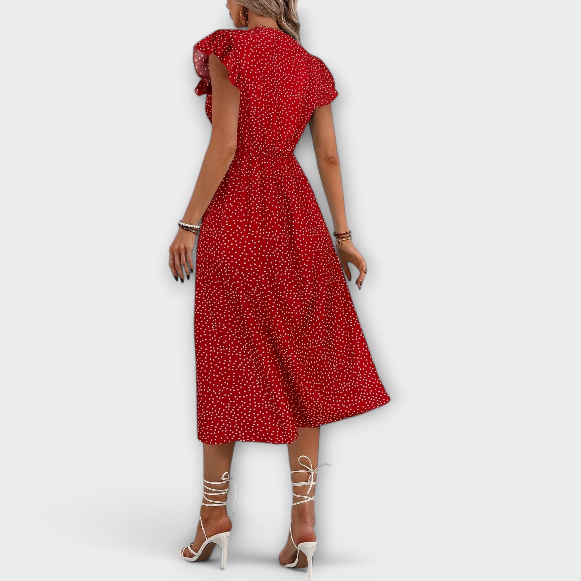 Stijlvolle Polka-Dot Midi-Jurk