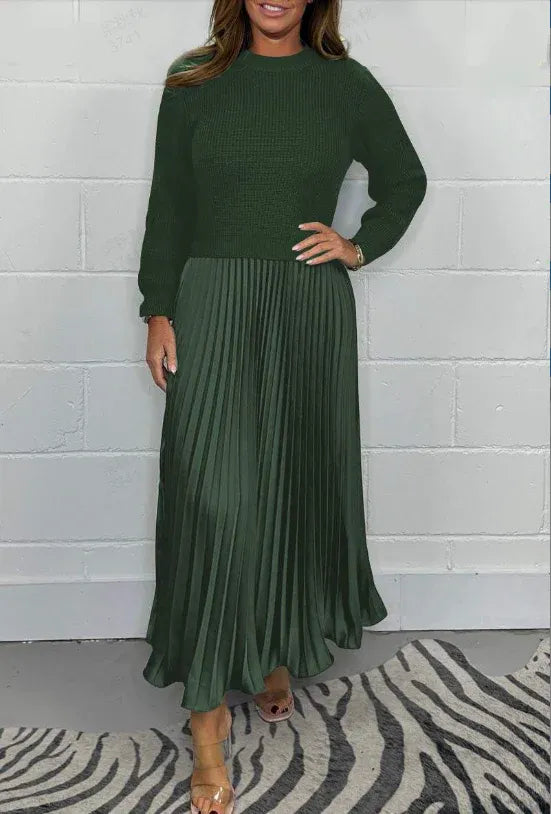 Claudia | Maxi-jurk met trui en plooirok