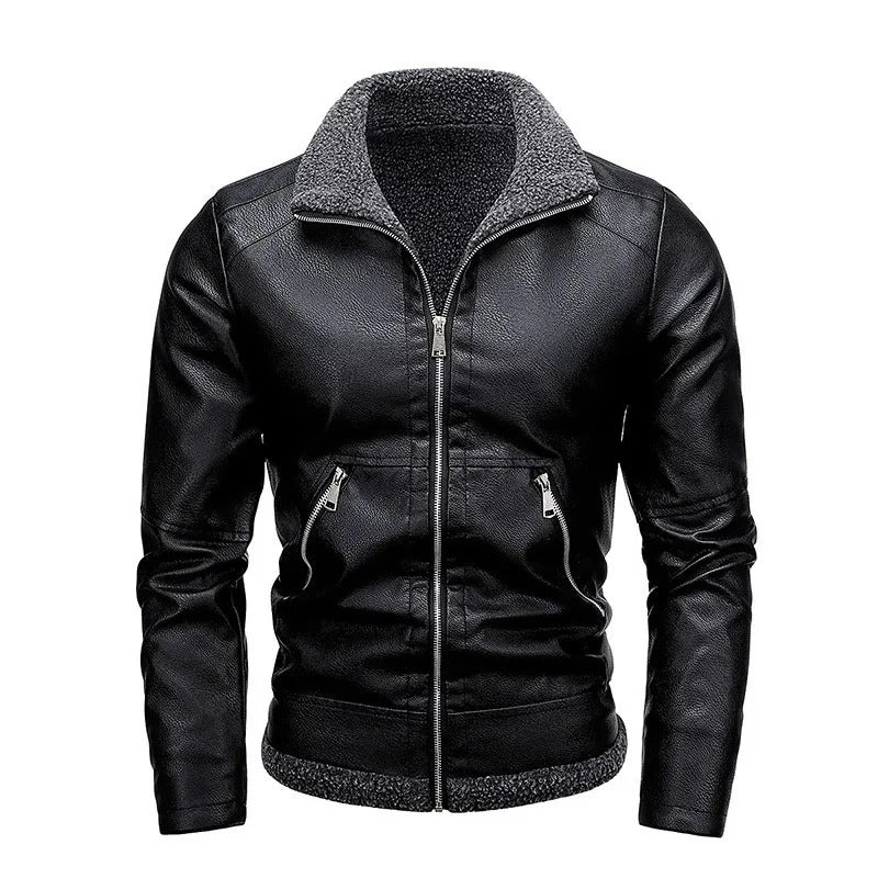 Elegante Fleece Leren Jas