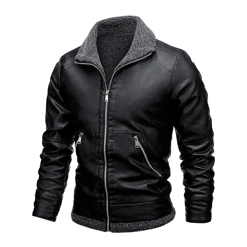 Elegante Fleece Leren Jas