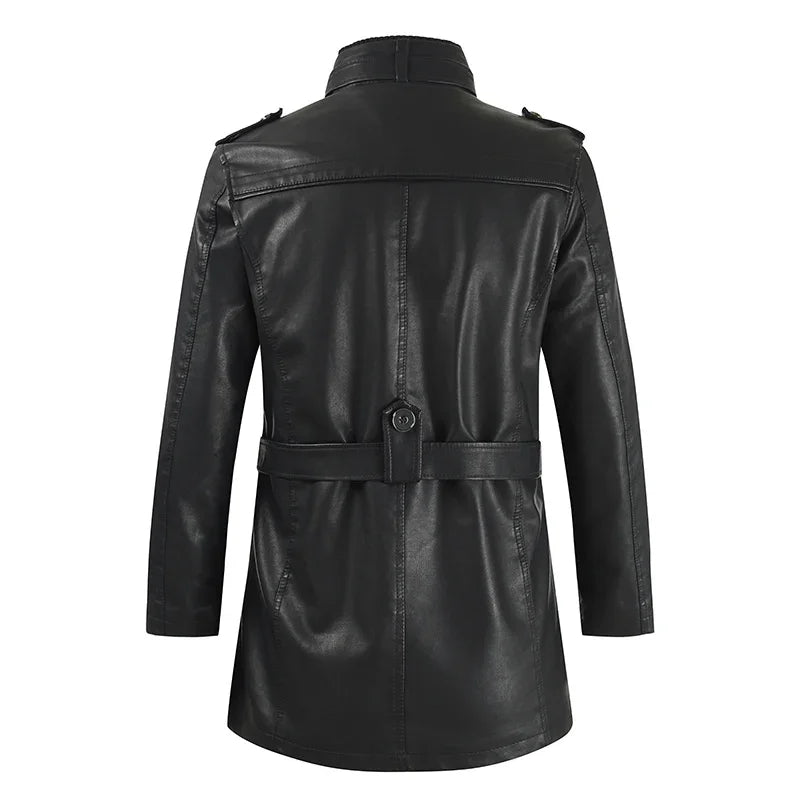 Elegante Lange Leren Bikerjack