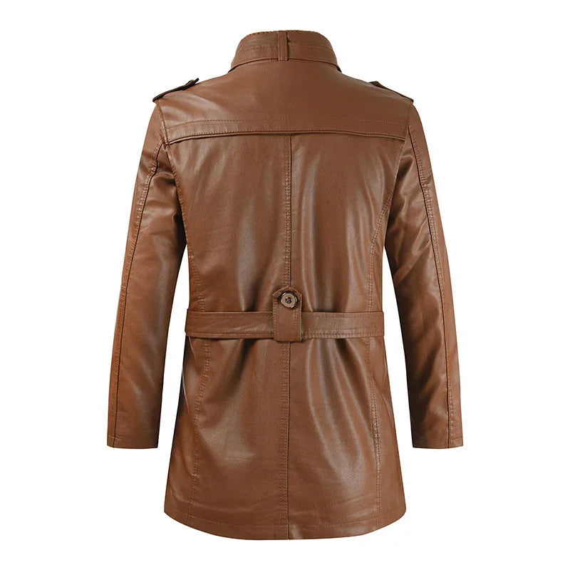 Elegante Lange Leren Bikerjack