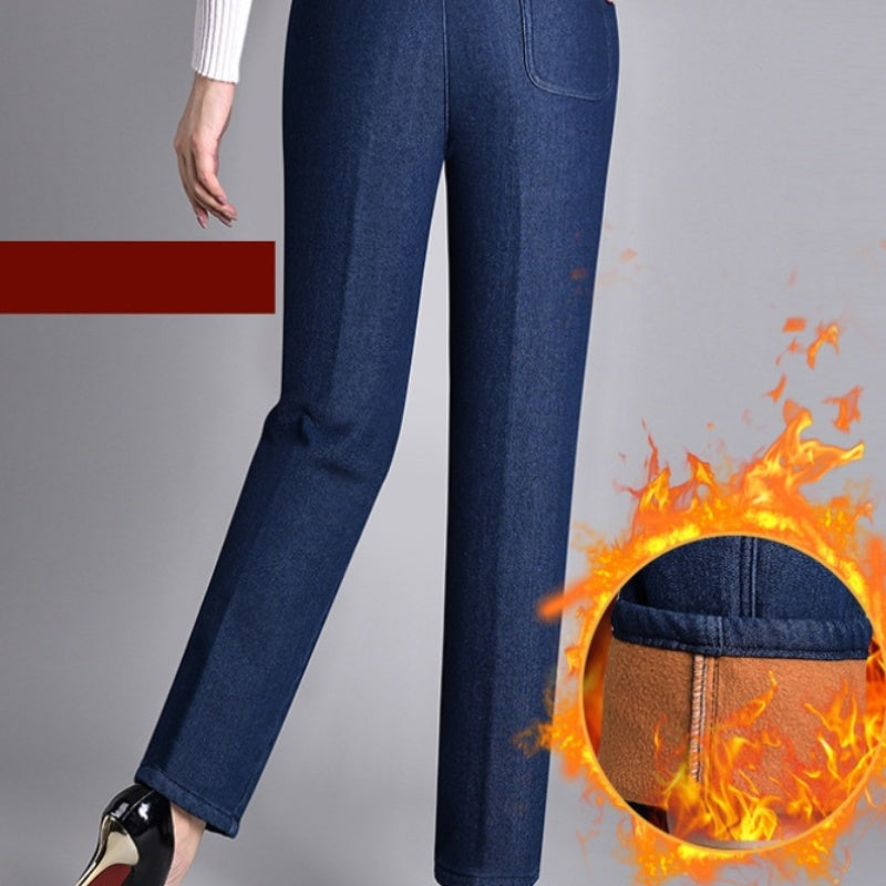 Jeans met elastische taille en steekzakken