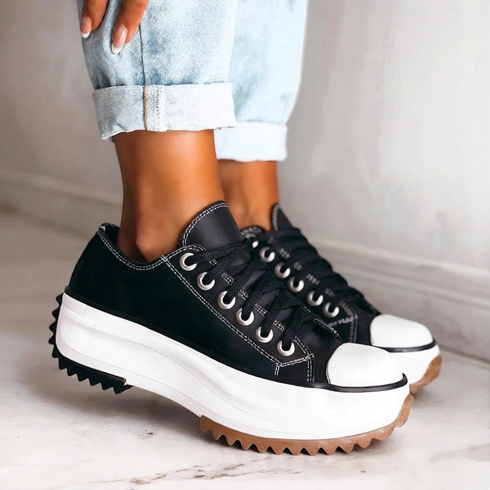 Elisa leren sneaker met plateauzool
