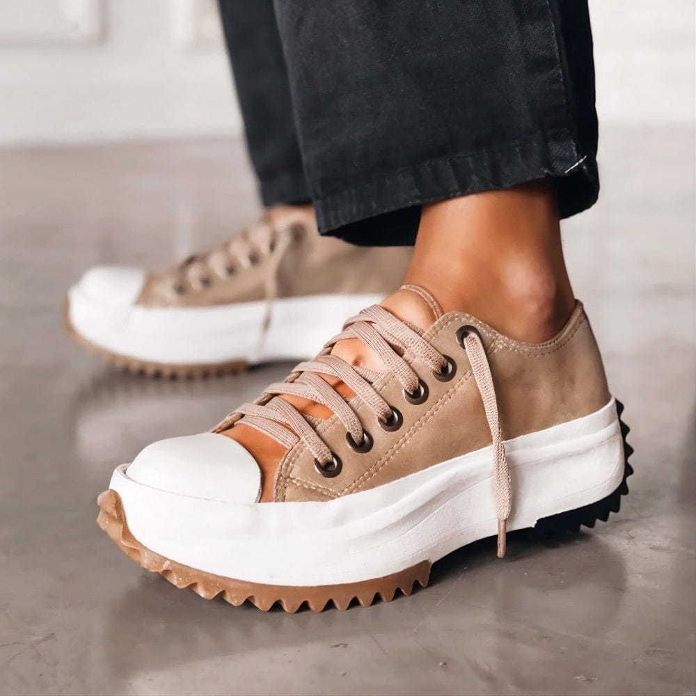Elisa leren sneaker met plateauzool