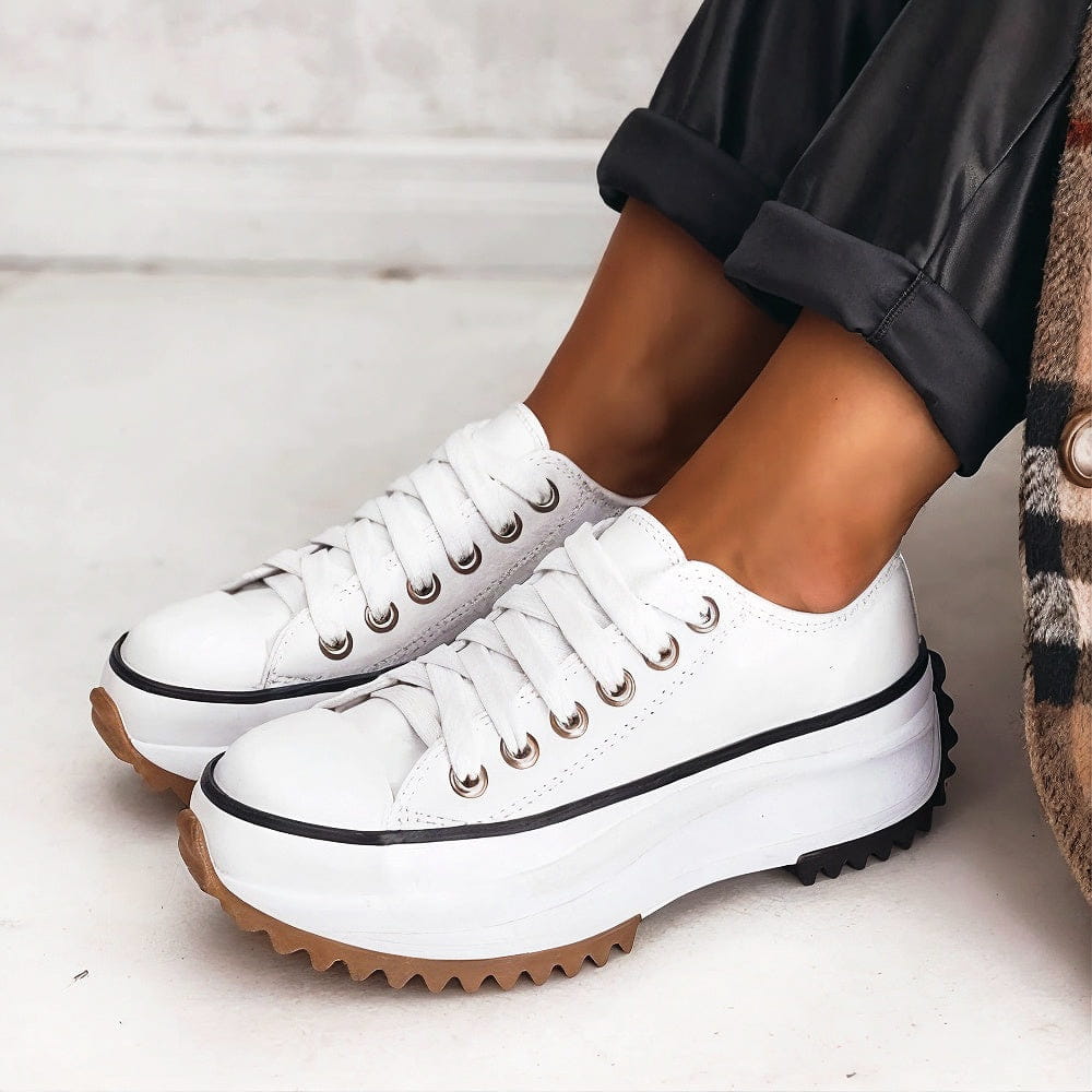 Elisa leren sneaker met plateauzool