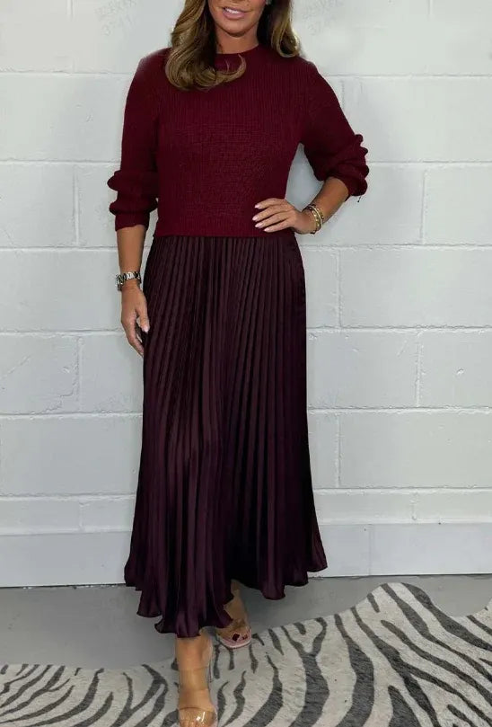 Claudia | Maxi-jurk met trui en plooirok
