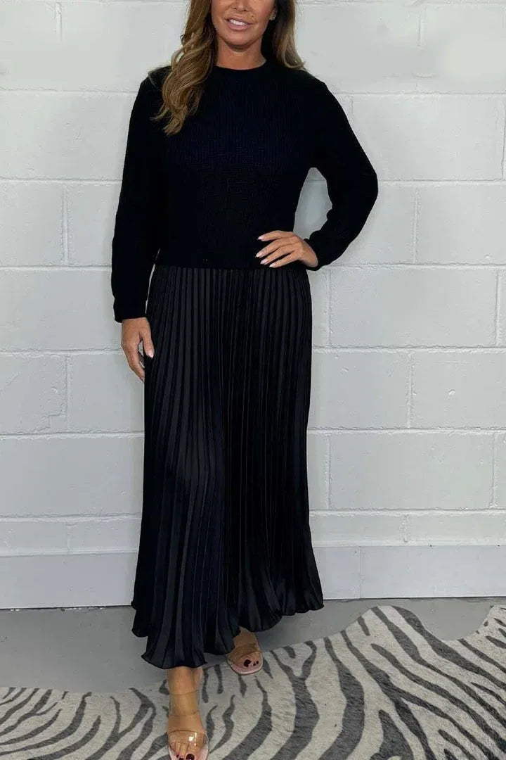 Claudia | Maxi-jurk met trui en plooirok