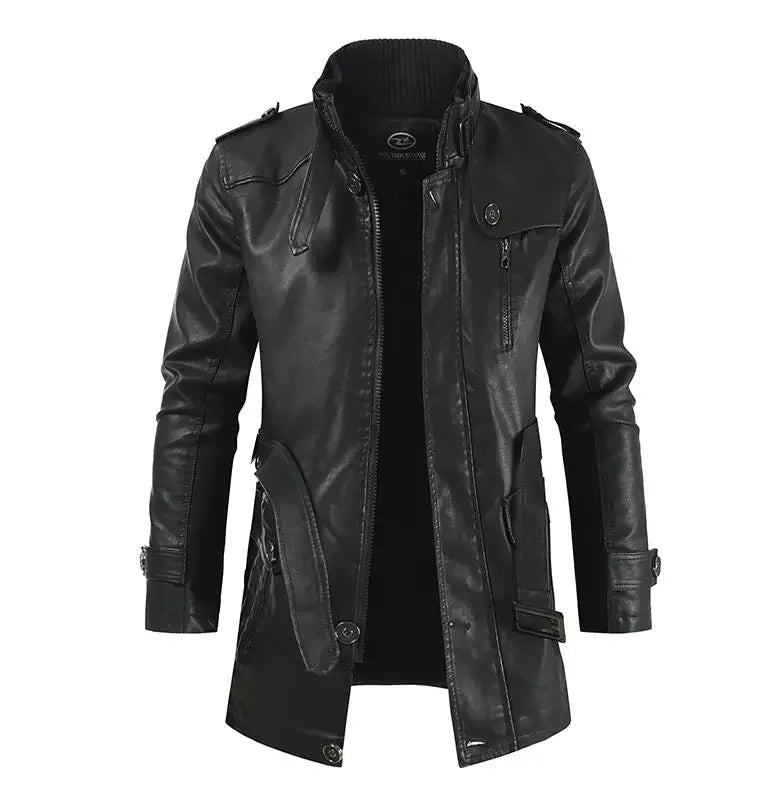 Elegante Lange Leren Bikerjack