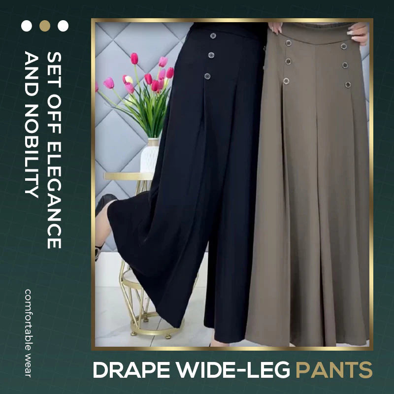 Comfortabele & huidvriendelijke geplooide broek met wijde pijpen